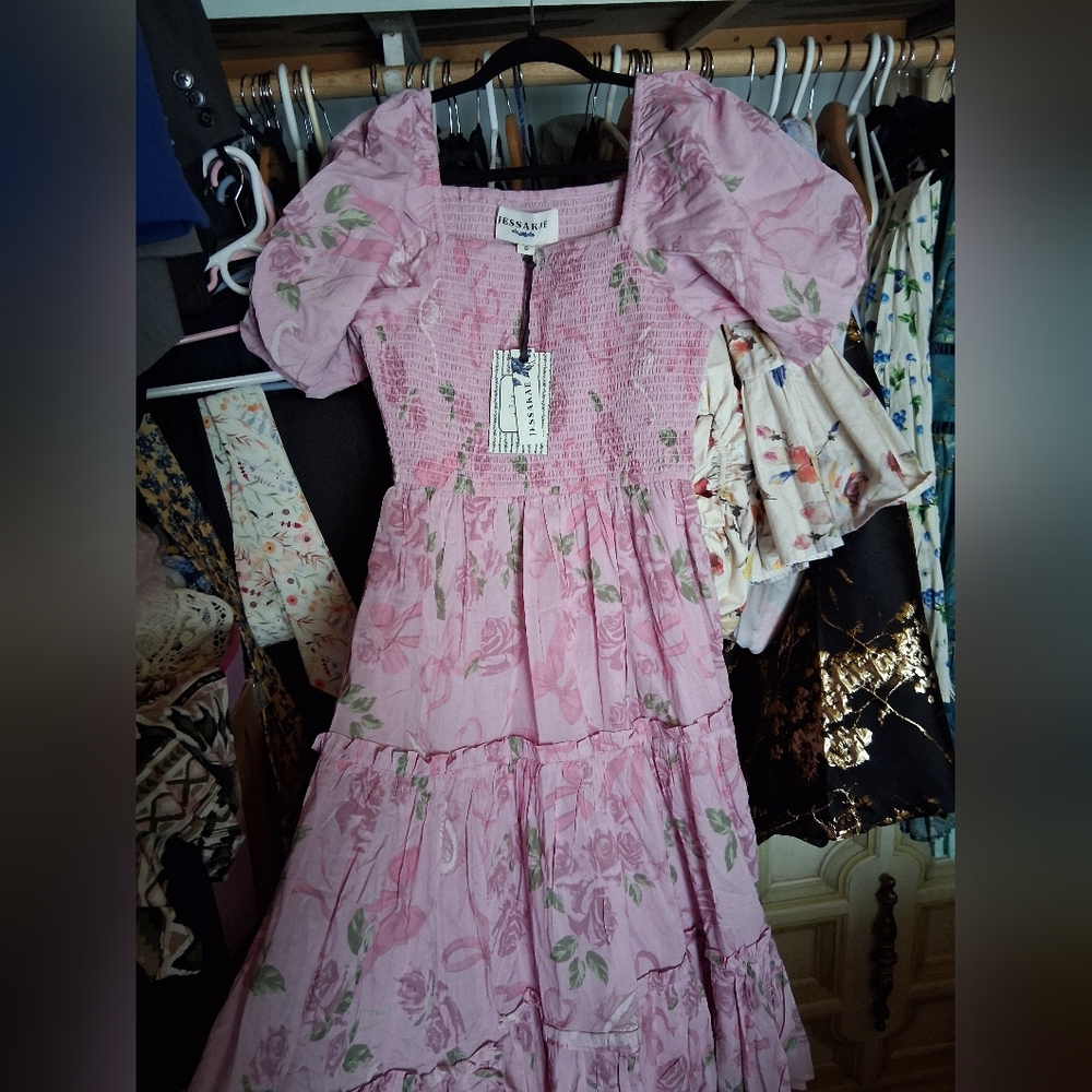 JessaKae Pink Floral Midi Dress